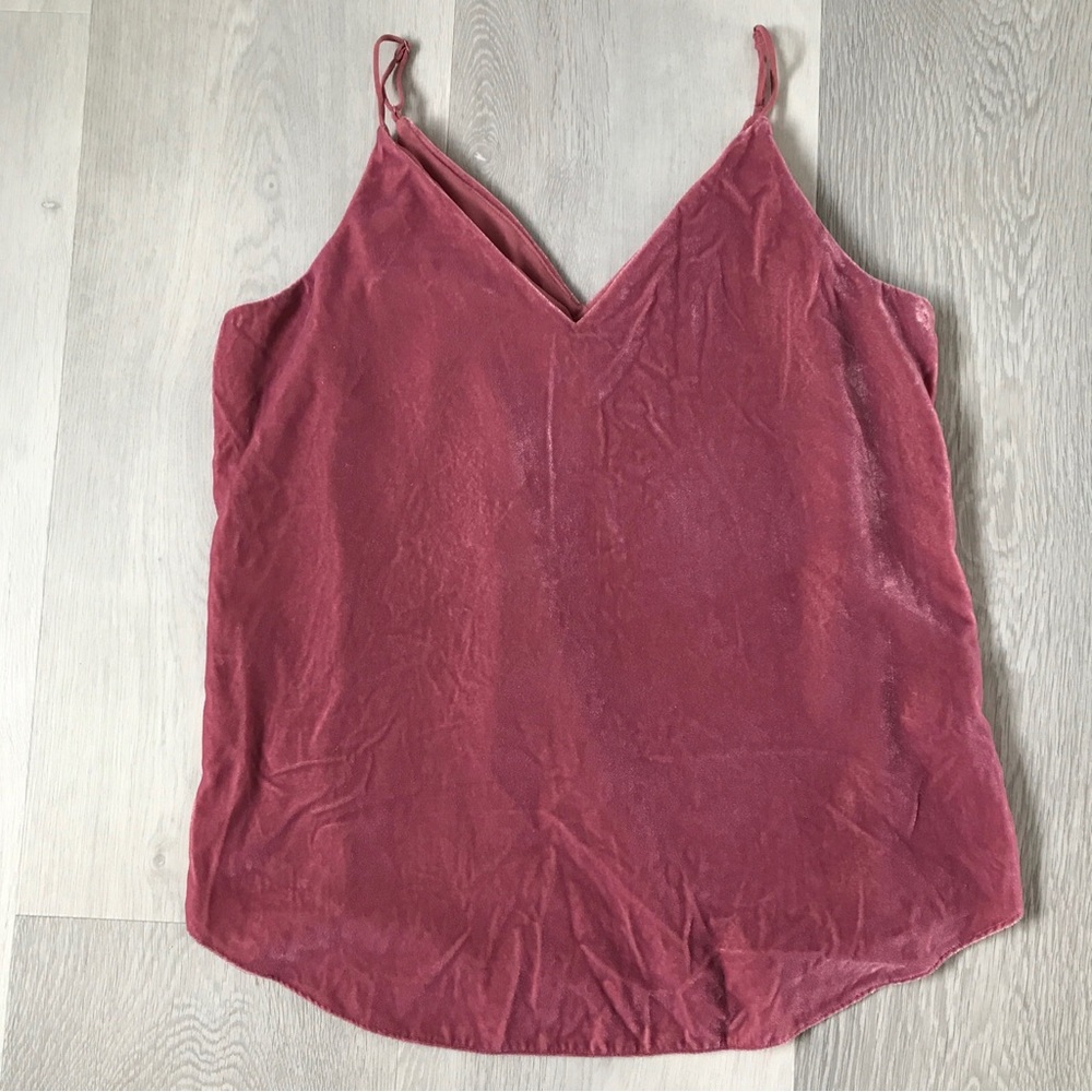 EXPRESS PINK CAMISOLE VELOUR V NECK TANK TOP WOMENS SMALL
